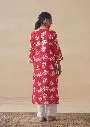 Mulmul Chikankari Printed Women's Straight Kurta BACK - Red.webp