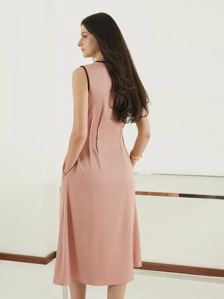 Cotton Fit and Flare Dress - Pink 4.webp