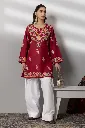 Cotton Kashmiri Aari Short Kurta - Maroon.webp