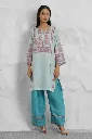 Lawn Cotton Printkari Co-ord Set – Aqua Blue.webp