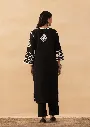 Rayon Chikankari Solid Women's Long Kurta  BACK- Black.webp