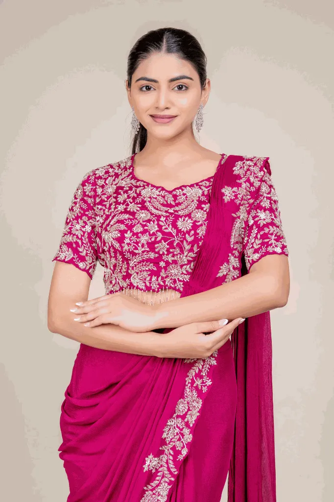 Imperial Berry Wine Hand-Embellished Saree with Designer Blouse 2.webp