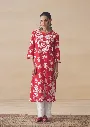 Mulmul Chikankari Printed Women's Straight Kurta - Red.webp
