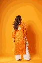 Mulmul Chikankari Printed Women's Long Kurta BACK - Orange.webp
