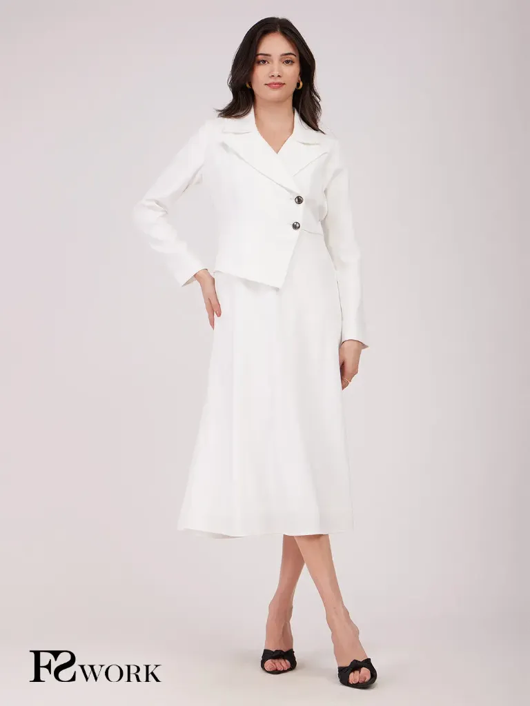 A-line Jacket Dress - White.webp