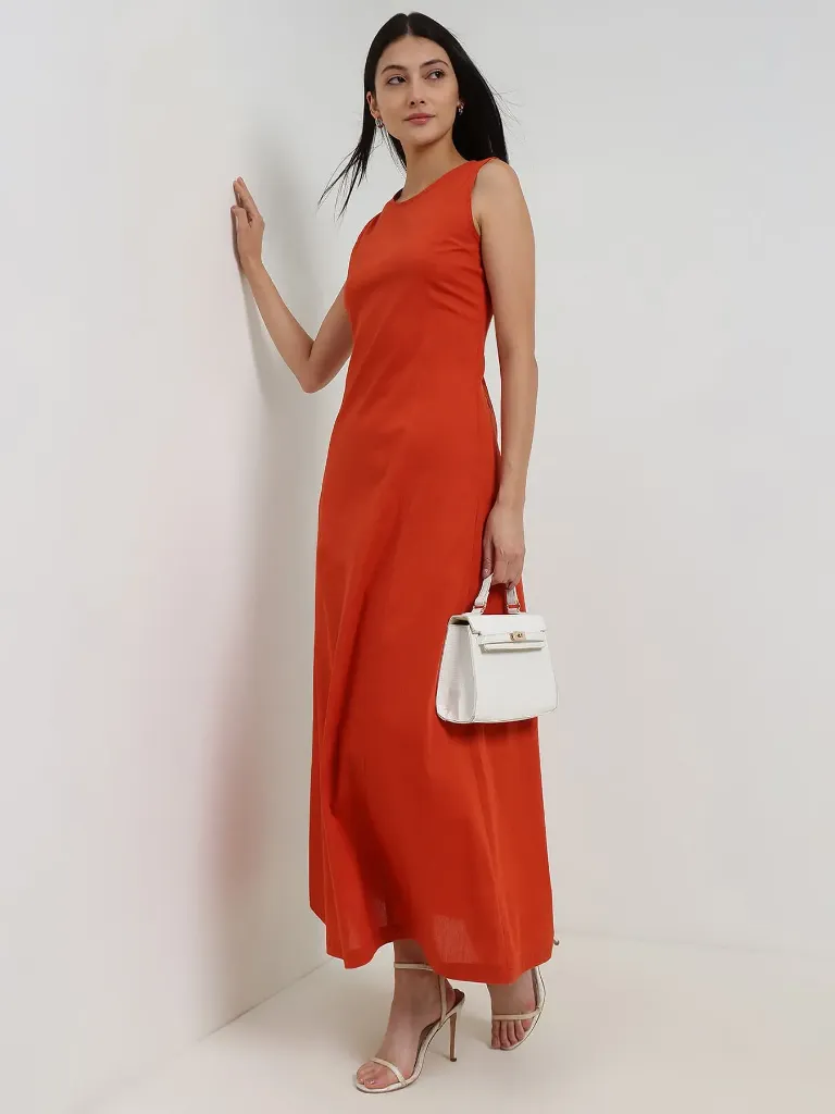 A-Line Maxi Dress - Rust.webp