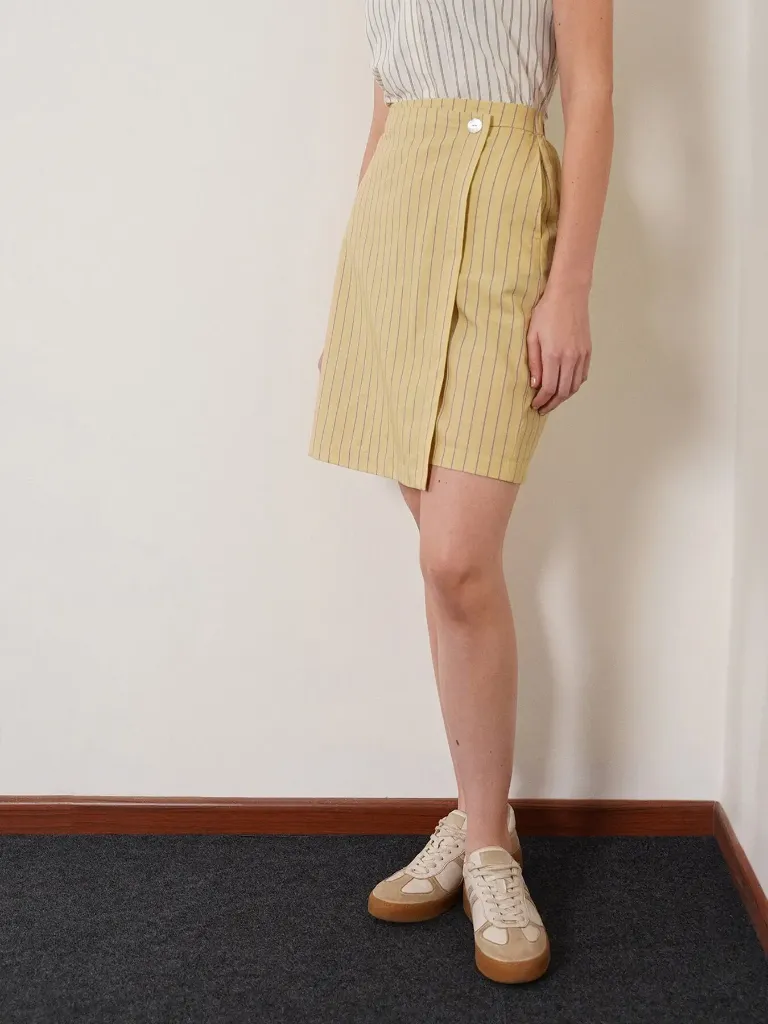 COTTON STRIPPED WRAP SKIRT YELLOW 2.webp