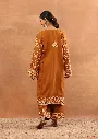 Wool Aari Embroidered Solid Women's 3 PC Long Phiran Set BACK - Rust.webp