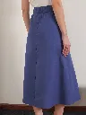 Pure Cotton A-Line Skirt - Blue BACK.webp
