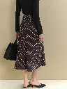 Satin Striped Flared Skirt - Black 3.webp