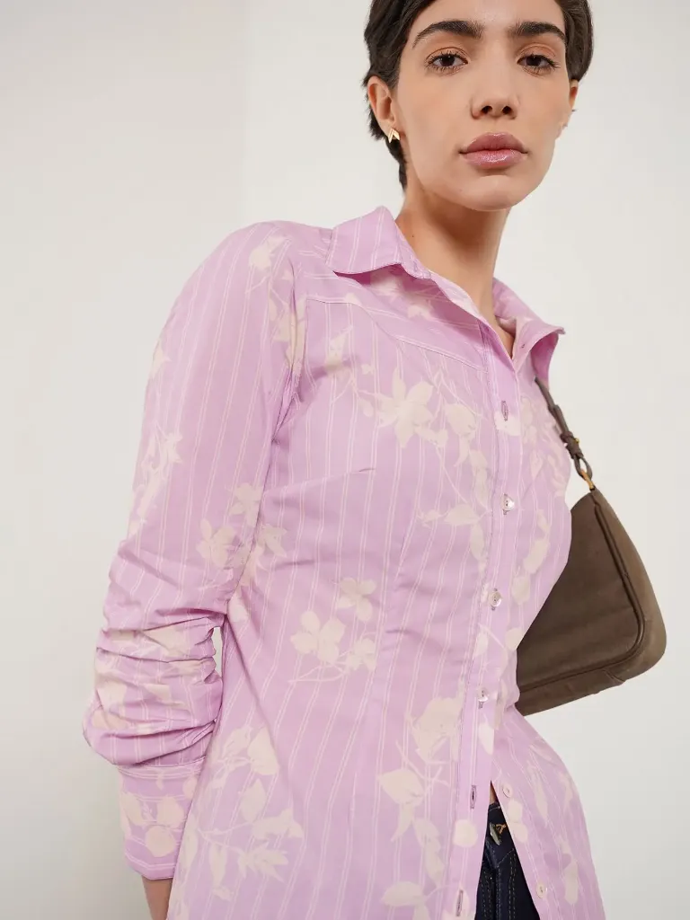 Cotton Striped Fitted Shirt - Lavender.webp