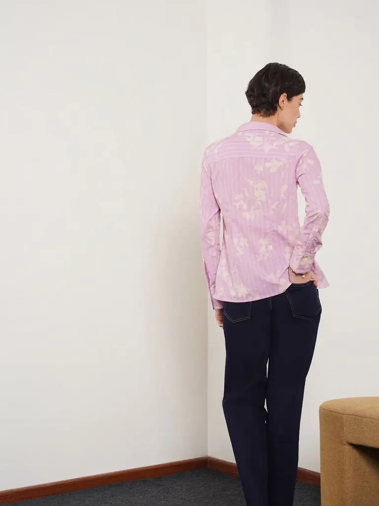 Cotton Striped Fitted Shirt - Lavender 3.webp
