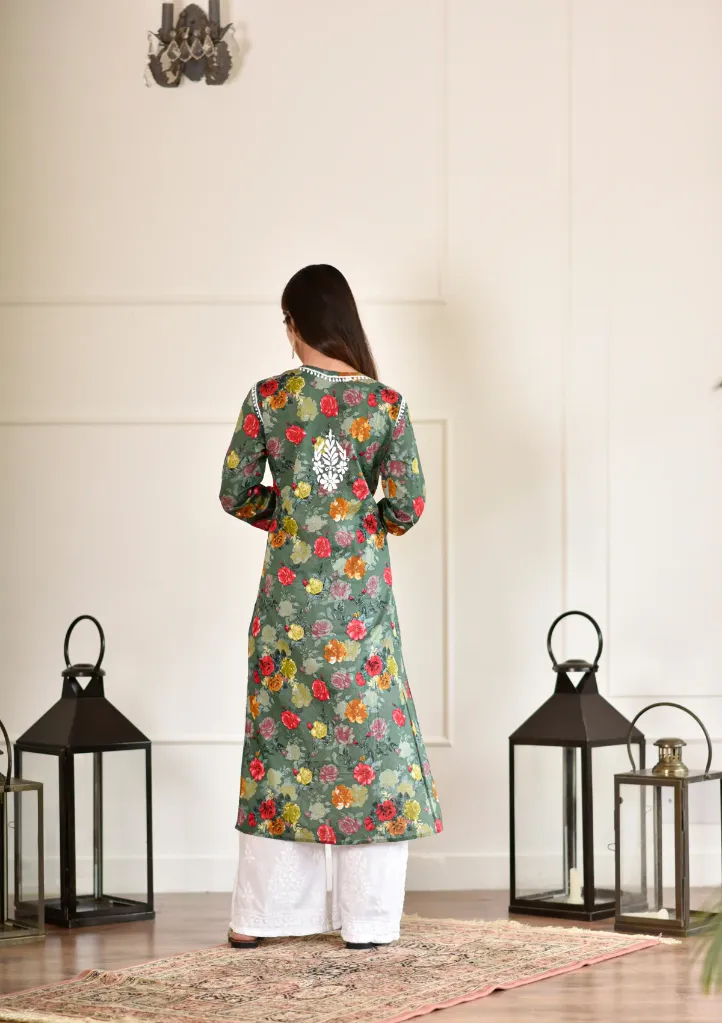 MULTI COLOR Chikankari Mulmul Straight Kurta BACK.webp