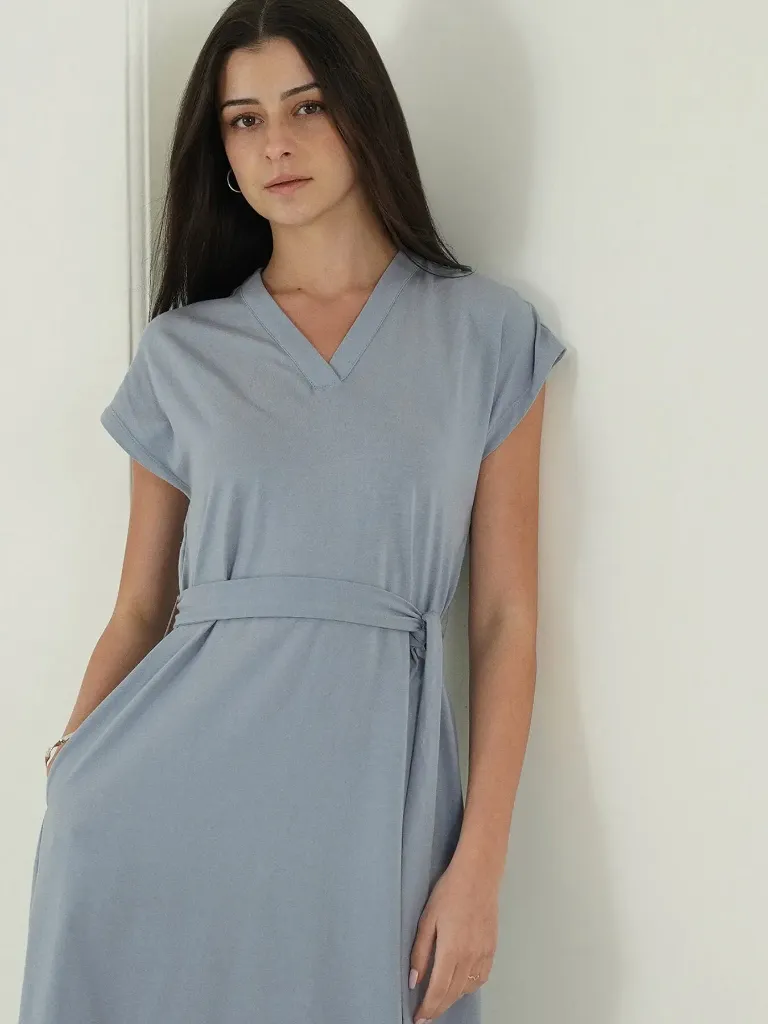Pure Cotton A-Line DRESS 2- Blue.webp