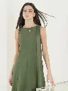 Pure Cotton A-Line DRESS -OLIVE.webp