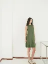 Pure Cotton A-Line DRESS -OLIVE 2.webp