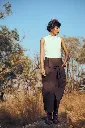 wrap-style skirt COTTON- BROWN.webp