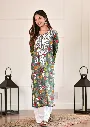 Multi Color Mulmul Straight Kurta