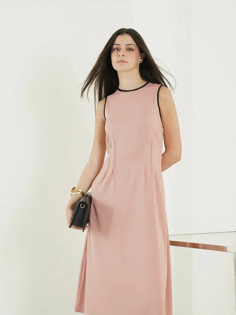 Cotton Fit and Flare Dress - Pink